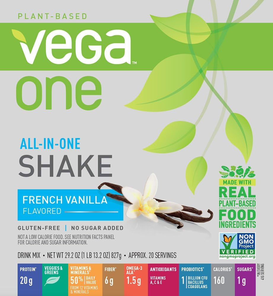 Vega One All in One Nutritional Shake French Vanilla - Plant Based Vegan Protein Powder, Non Dairy, Gluten Free, Non GMO