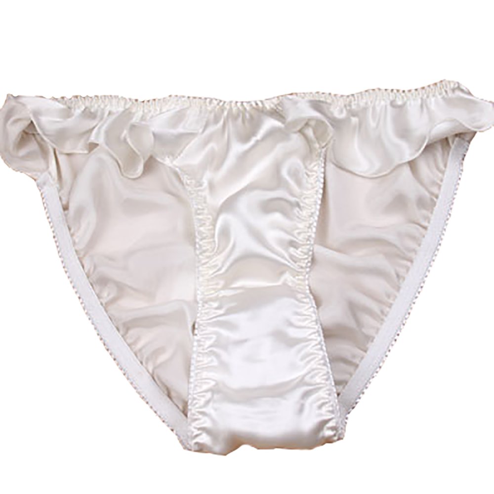 Lsharon Silk Women's White Lsharon Sexy 100% Mulberry Silk Briefs Lingerie Gymnastics Thong Ballet Underwear Panties (M(Tag Xl), )