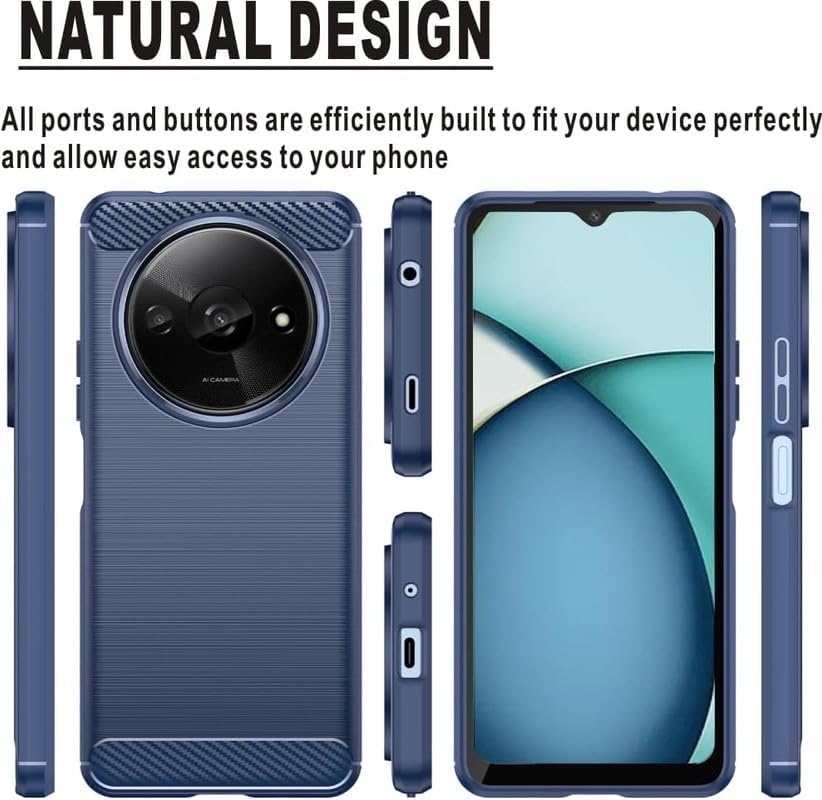 Image of NPRC Hybrid Ultra Slim Protective Case TPU Non-Slip Carbon Fiber Texture Shockproof Case Cover for Poco C61 - Blue