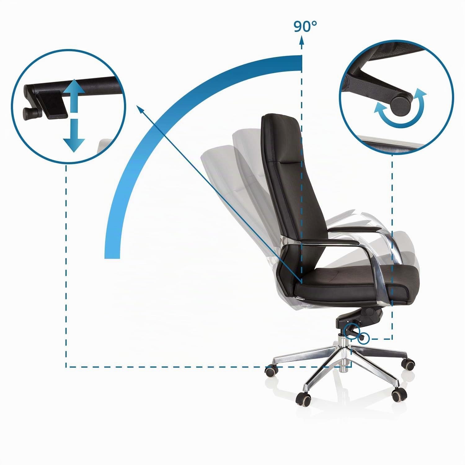 HJH Office 600983 Elegante sedia direzionale VELVET ecopelle nera Sedia da ufficio con schienale alto