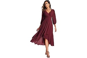 Burgundy Dresses Casual: A Line of Pleated Grace for Wedding Guests