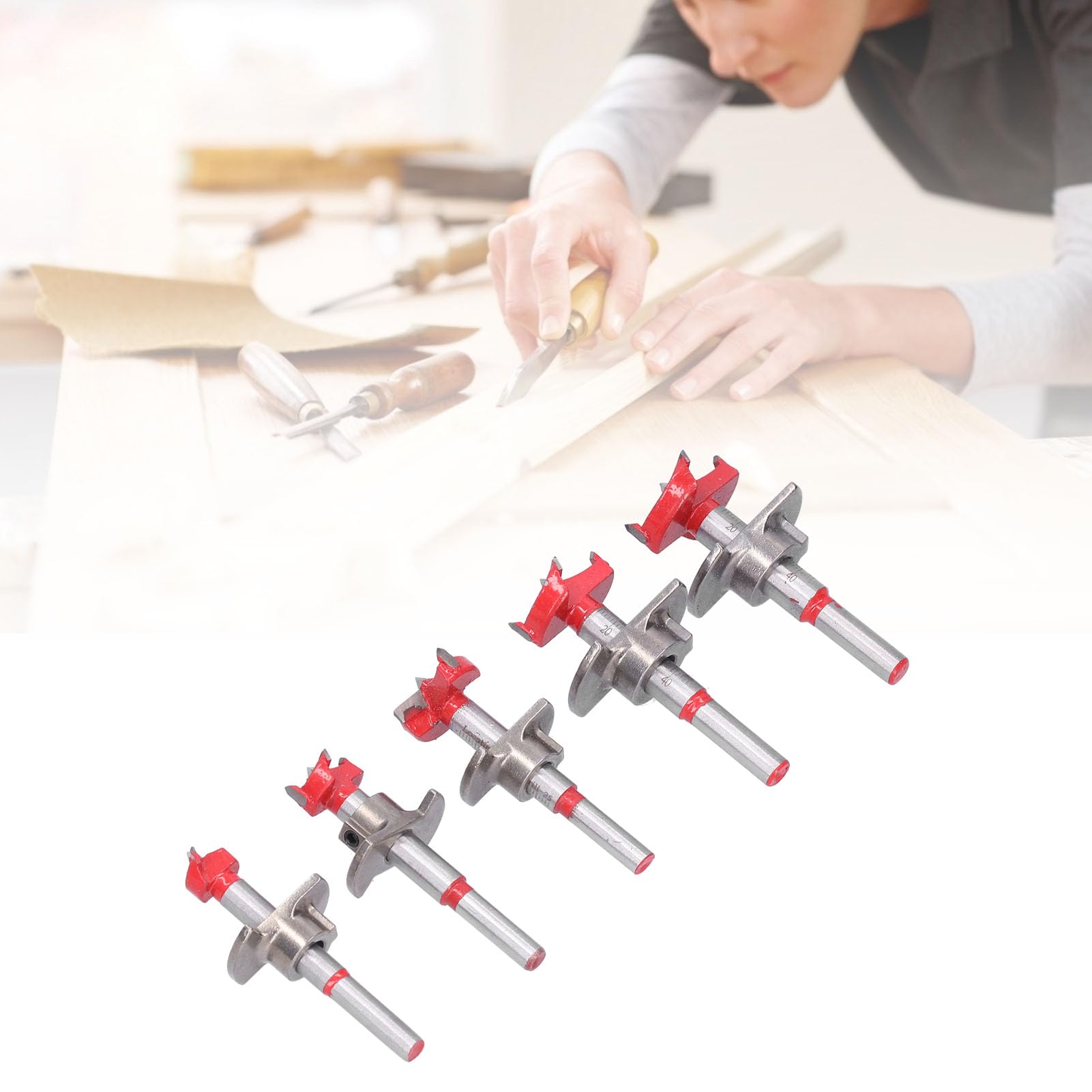 Set di 5 punte da trapano Forstner, kit apri fori per legno, lama in acciaio legato ispessito con posizionamento accurato, punte Forstner da 15 mm 20 mm 25 mm 30 mm 35 mm per
