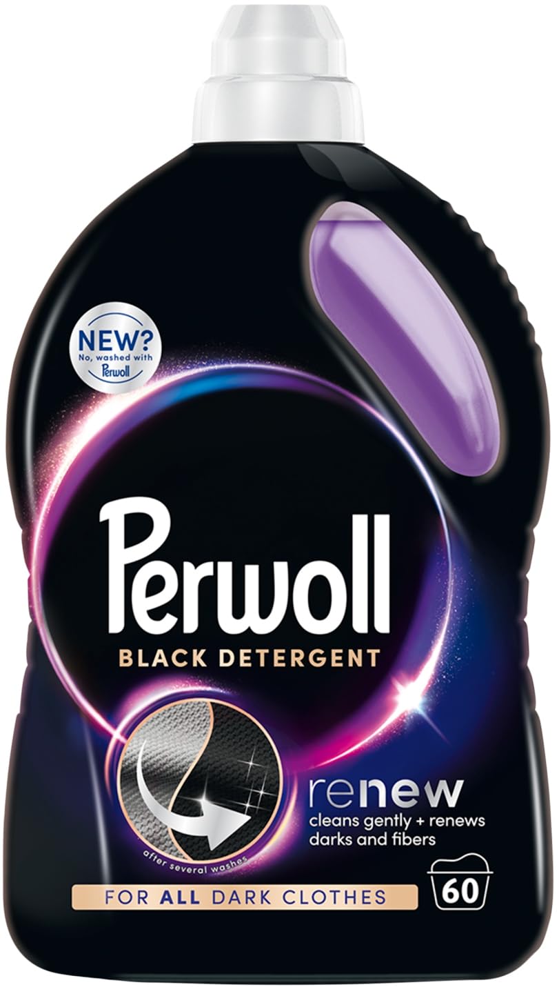 Perwoll Renew Black & Fiber - Detergente líquido para ropa (negro, 3.0 litros) 60 cargas. No, lavado con Perwoll