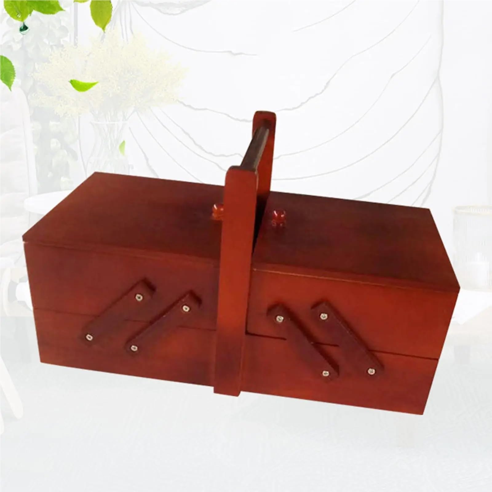Scatola da cucito Cestini pieghevole Aghi Filo Forbici Cestino Scatole for gioielli(Red)