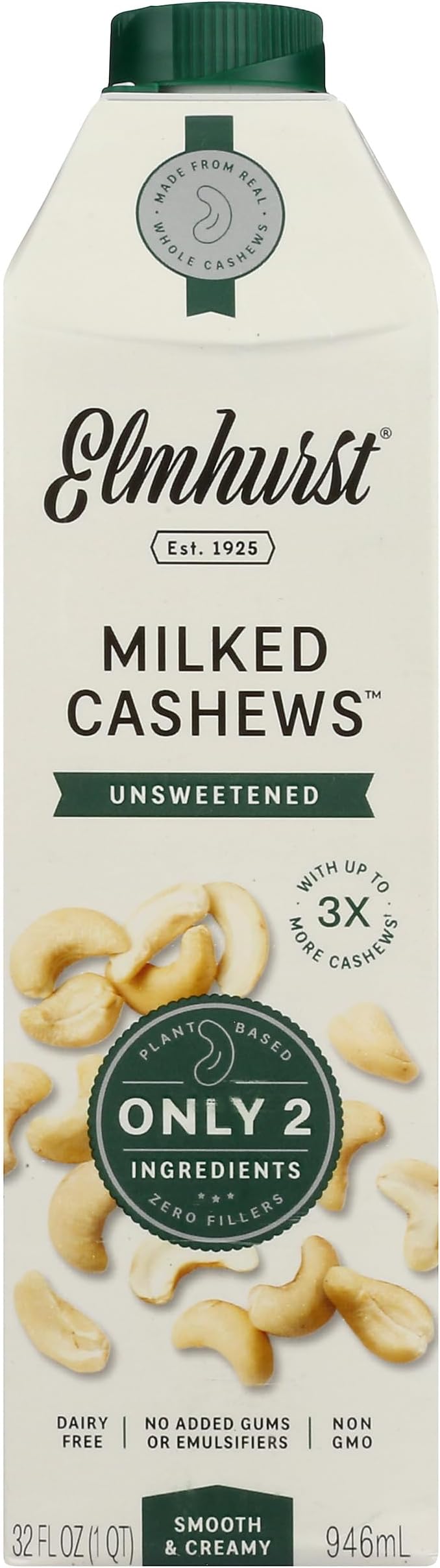 Elmhurst, Cashew Beverage Unsweetened, 32 Fl Oz