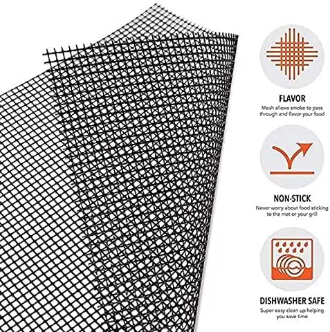 Miniatura 4 de Hylfenis Paquete de 5 alfombrillas de malla para barbacoa, antiadherentes, para parrilla al aire libre, funciona en ahumadores, pellets, gas,