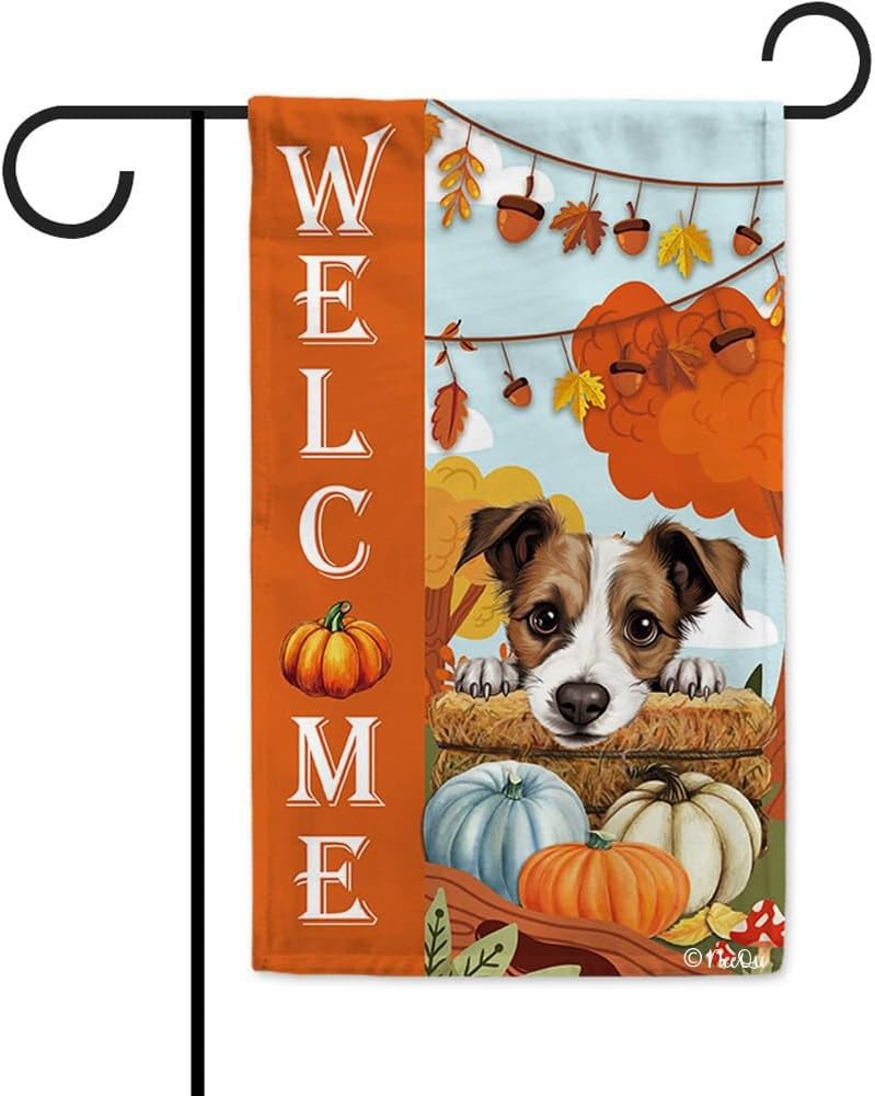 NeeQu Fall Garden Flag Jack Russell Terrier Dog