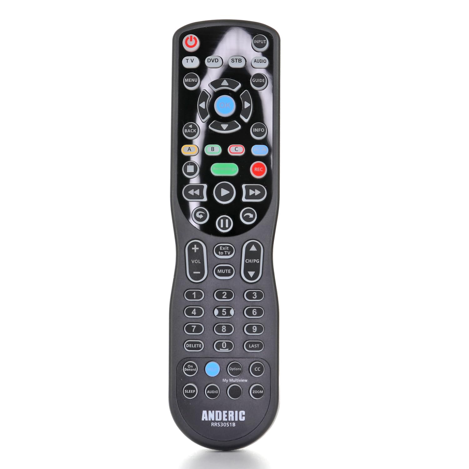 Anderic S30-S1B pour boîtiers de câbles AT&T U-Verse | Télécommande universelle d'apprentissage à 4 appareils | S30-S1A | 5601BC0001R - RRS30S1B