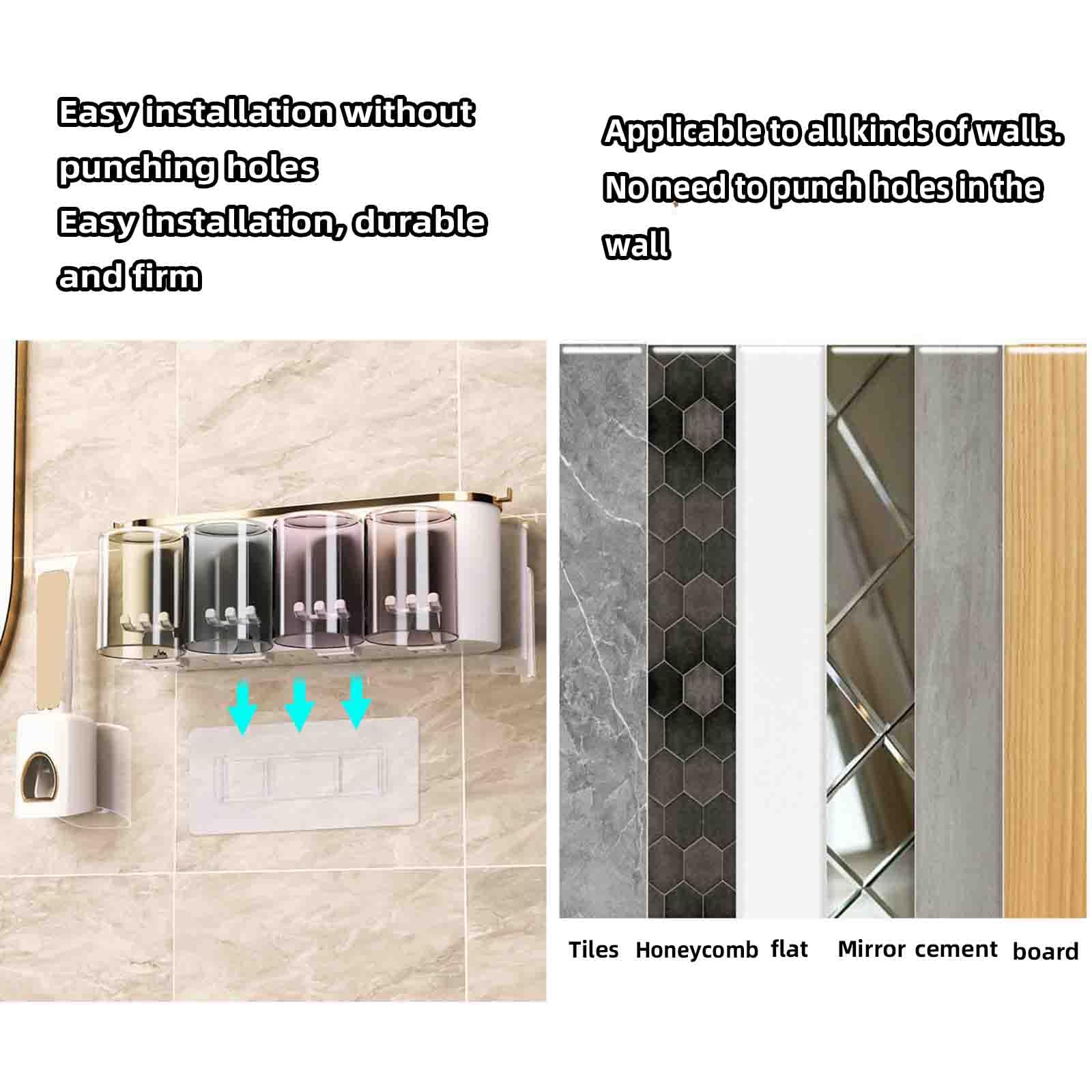 JUSHZ Porta Dentifricio Porta Spazzolino da Muro Portaspazzolini da Bagno Porta Spazzolini Portaspazzolino da Parete da Viaggio Spremi Dentifricio Montato A Parete (28x 7.5x9.7cm,White)