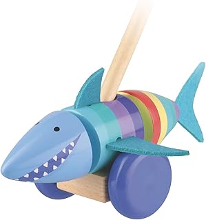 Shark Push Along Toy - Animal Push and Pull Along Toys for 1 Year Olds, Wooden Toys - Toddler Toys, Perfect 1st Birthday Gifts For Boy and Girl - Early Development & Activity Toys by Orange Tree Toys