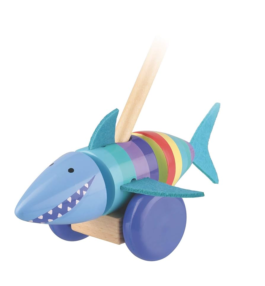 Shark Push Along Toy - Animal Push And Pull Along Toys For 1 Year