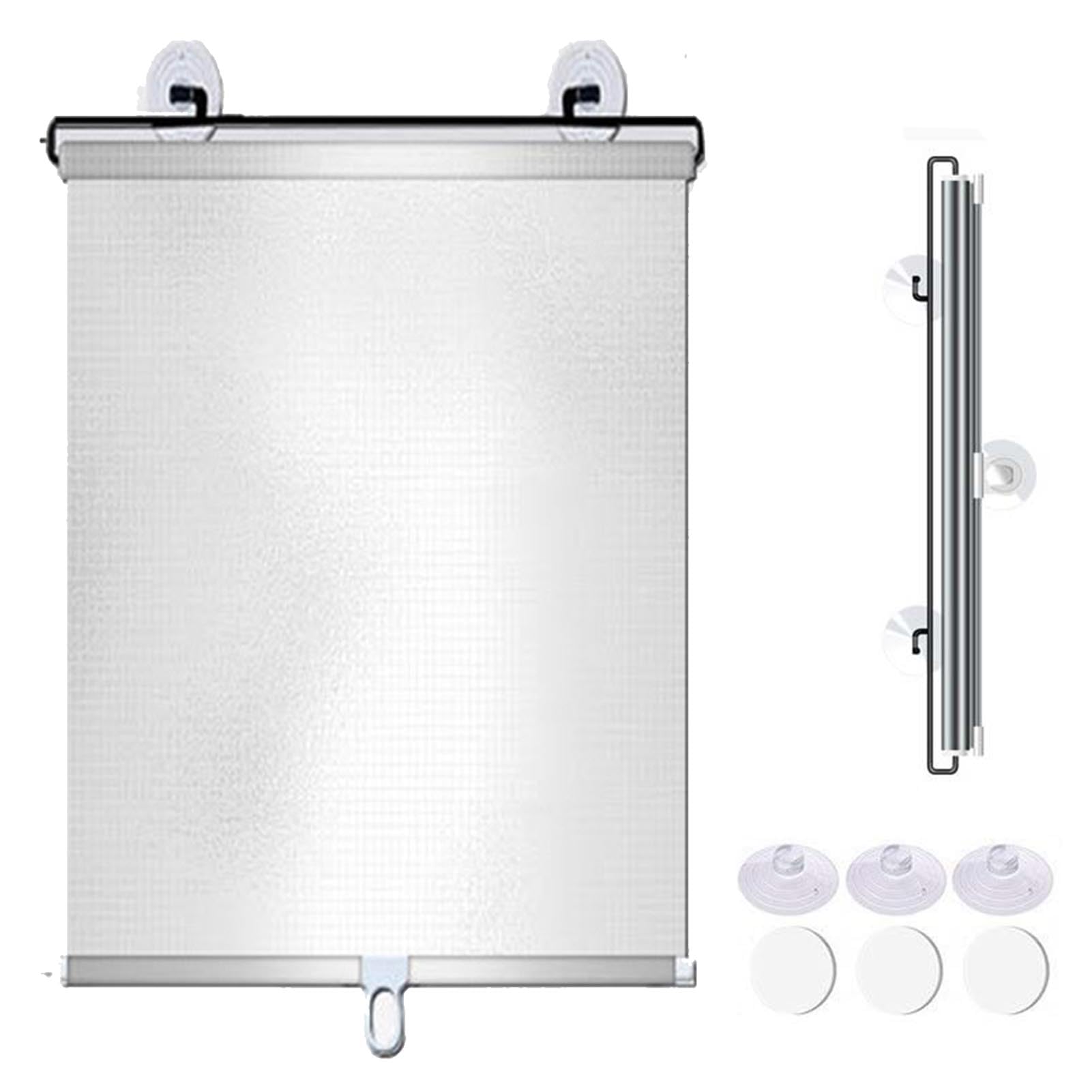 Suction Cup Roller Blinds for Windows, Blackout Roller Blinds, No Drilling Sunshade Thermal Insulation and Sun Privacy Screens with UV Protection Waterproof Fabric (silver,50x125cm)