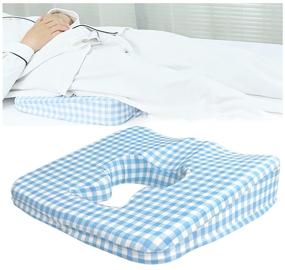 Cojín Antiescaras con Seda Fría, Cojín Anti Decúbito para Glúteos con Apertura En T Y Rebote Lento para Ancianos Postrados, Silla De Rueda Y Sentado Largos Periodos