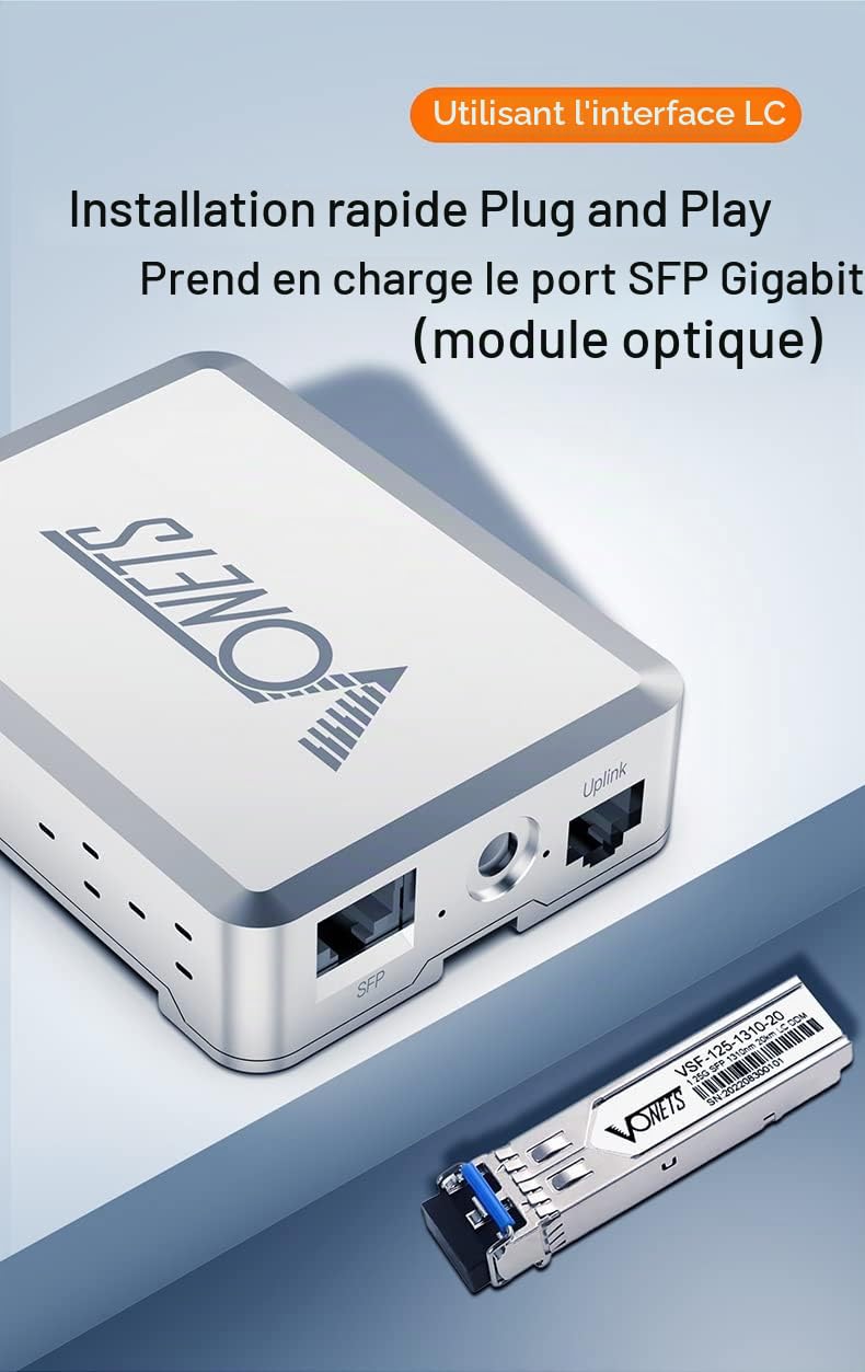 VONETS PoE Gigabit Ethernet Réseau Switch RJ45 Splitter Extender 10/100/1000M 3PoE +1 SFP+1 Liaison montante 5 ports Métal Universel