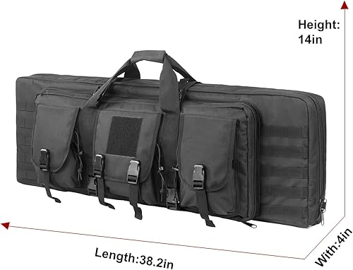 Miniatura 3 de Mochila táctica doble larga para pistola con funda para pistola, correa de transporte lateral acolchada con cremallera bloqueable para caza, campo