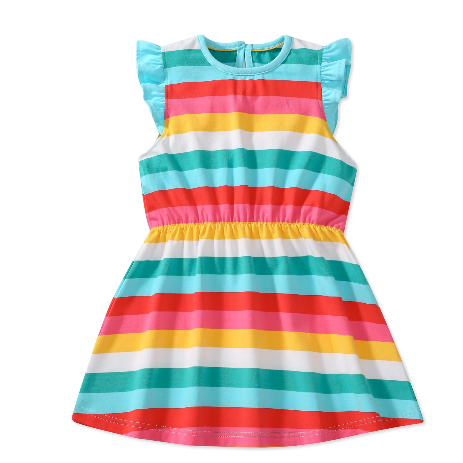 HOMAGIC2WE Girls Casual Dresses Summer Short Sleeve Crewneck Cotton Playwear Dress