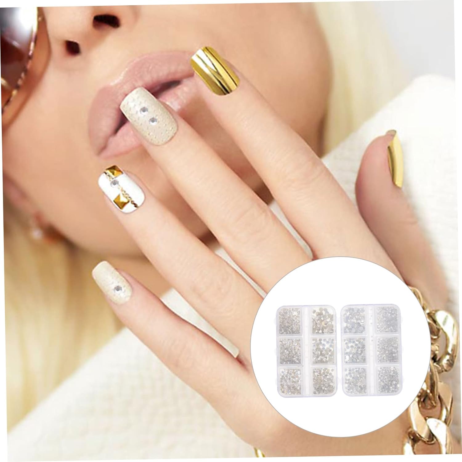 Rhinestone Nail Charms Shiny Rhinestones for Nail Art Crafting Mixed for Home Manicure and