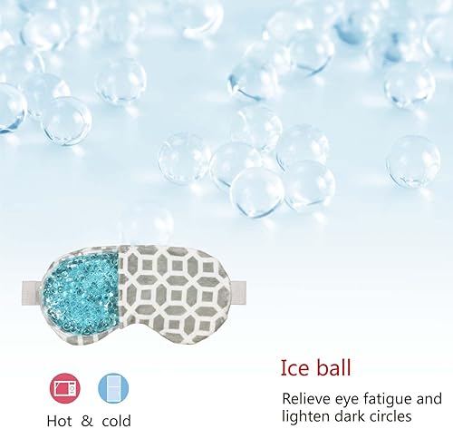 Miniatura 5 de Máscara de ojos 2 en 1 calentada/hielo Máscara de ojos con calor húmedo Lavanda y linaza Almohada sinusal apta para microondas para ojos secos,