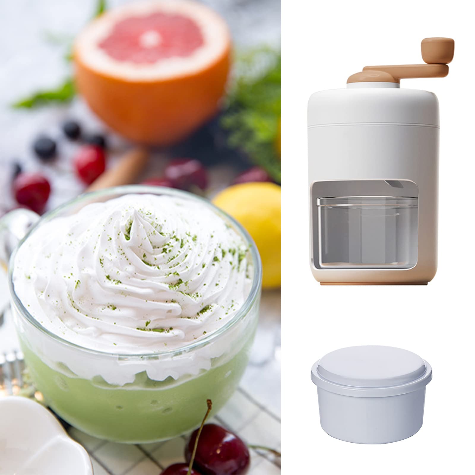 Fofetbfo 500 ML Mini Shaved Ice Machine Ice Shaver with Ice Box Small Portable Manual Ice Crusher Snow Cone Machine for Home Use