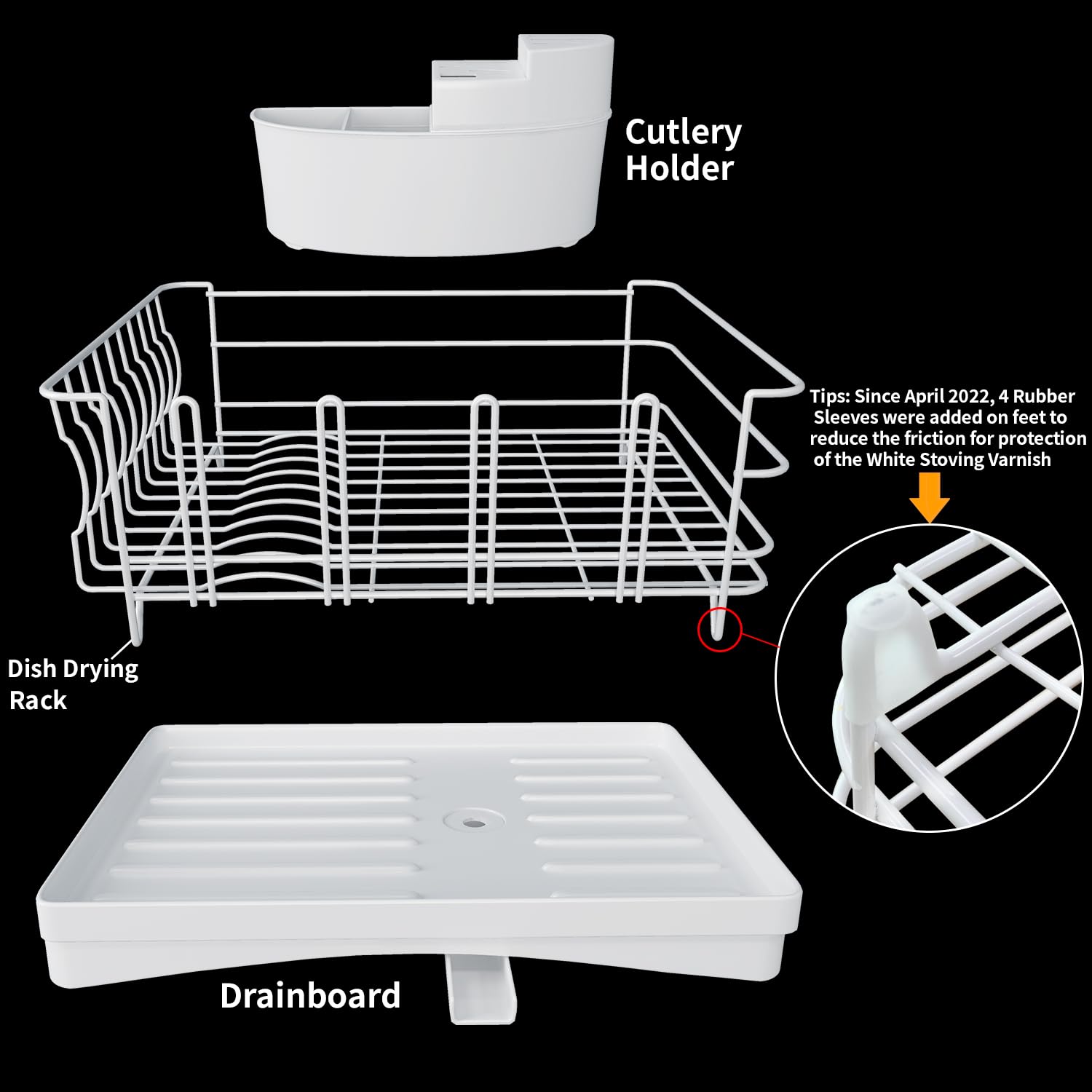 ADBIU Dish Drying Rack with Drainboard Set for Kitchen Counter, Dish Drainer for Large Capacity