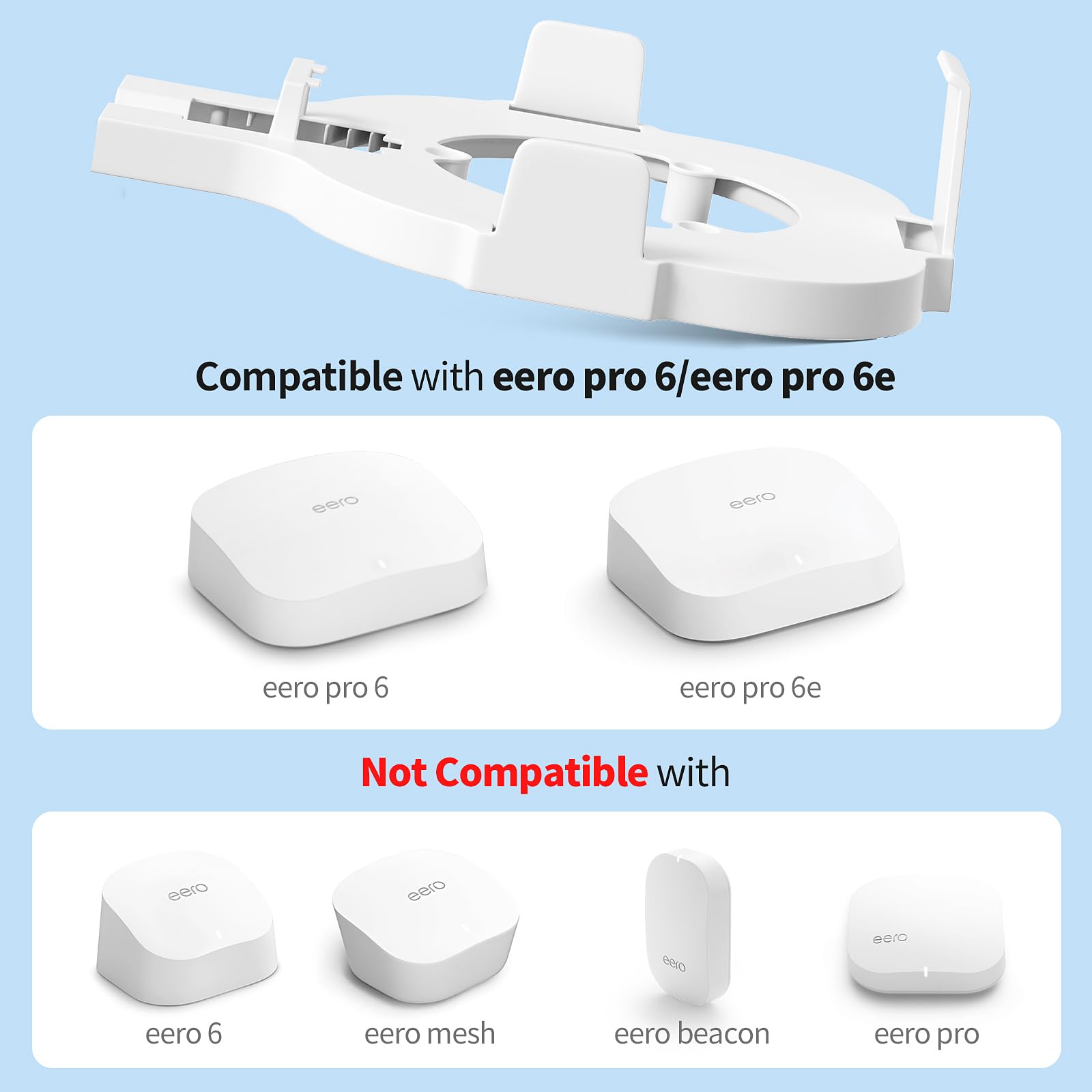 Relassy Wall Mount Holder for eero 6e/6, Outlet Stand Bracket Compatible with eero 6 Mesh Wi-Fi System Extender Router (1 Pack), No Messy Wires, Space Saving