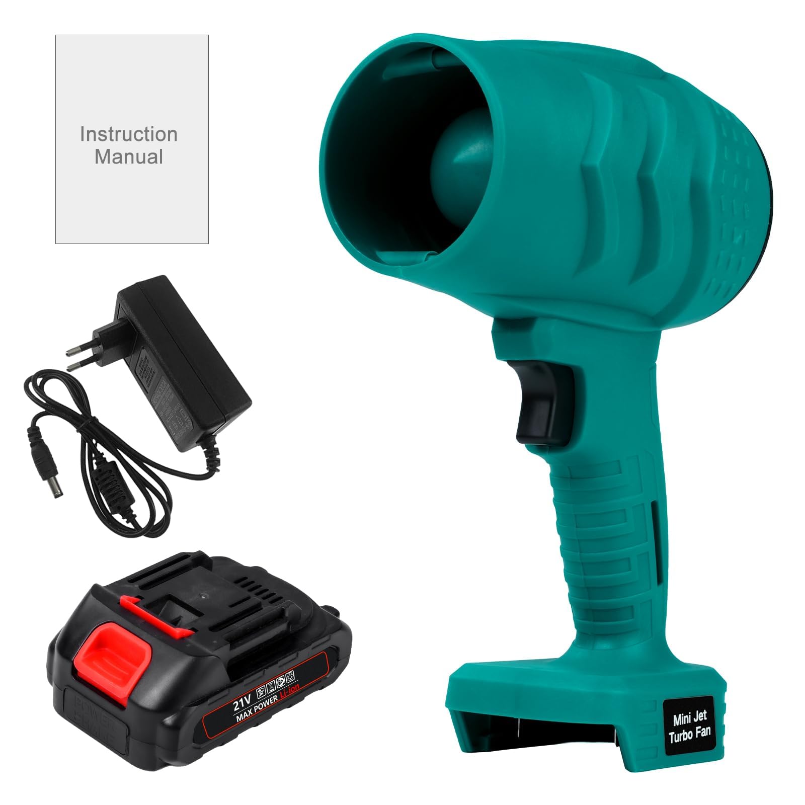Ventilador turbo súper fuerte de 35000 rpm, ventilador turbo de mano para pistola de aire violenta, ventilador de chorro de 21 V, soplador de aire inalámbrico universal, para coche, jardín, limpieza