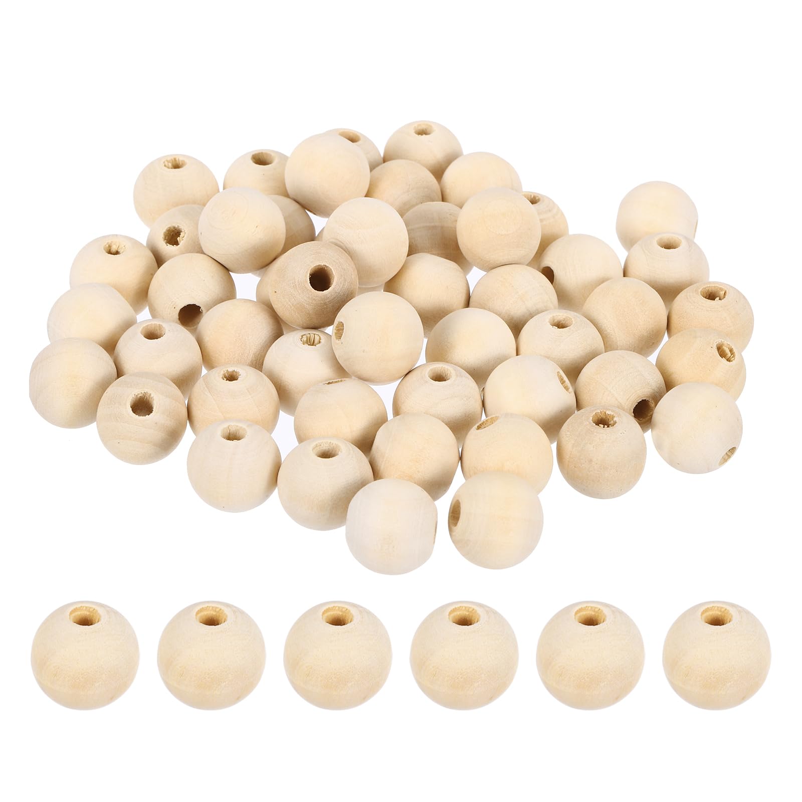 sourcing map 100Pcs 15mm Wood Beads, Unfinished Wooden Natural Beads Round Wood Spacer Beads for Bracelets Hair Jewelry Making DIY Crafts Garland Macrame Home Decor