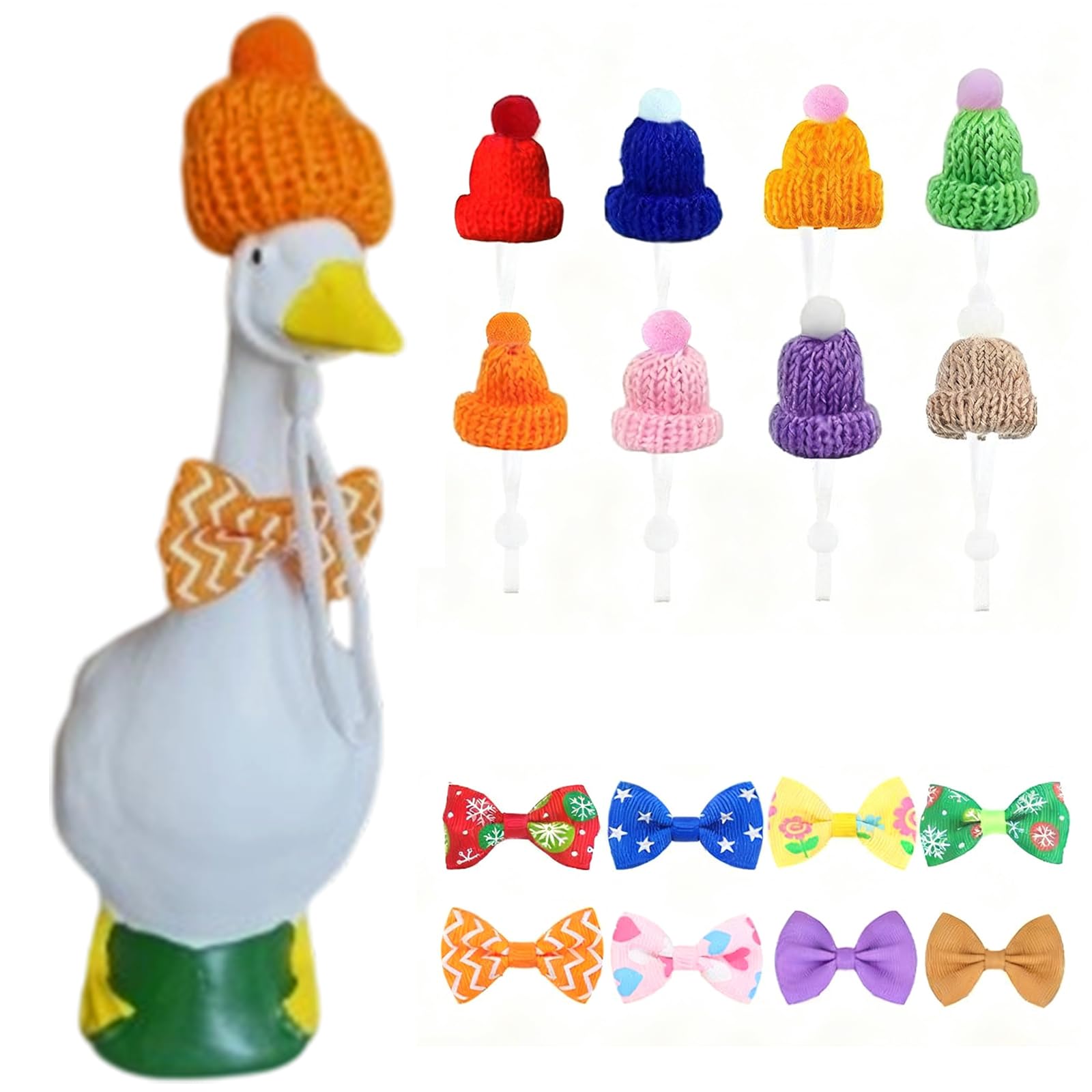 Jazuaiao 7Inch Celebratory Waterfowl Statue Outfit Set Elastic Band Headpieces Cyclical Garden Deck for Easter Sovereignty Halloween Christmas Christmas Halloween Waterfowl Addons Set