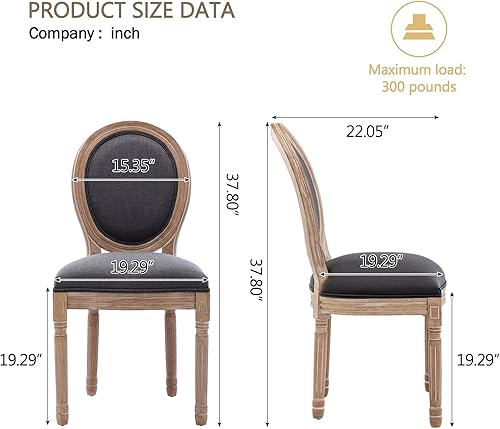 Miniatura 89 de Kiztir Juego de 2 sillas de comedor de ratán, sillas de comedor francesas de mediados de siglo, sillas de comedor de granja con respaldo alto para