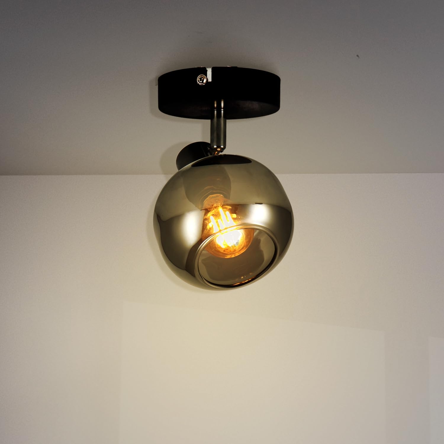M Ledme - Glass Series 1 Spotlight, Indoor LED Spotlight for Ceiling Bulbs E14, LED Interior Ceiling Light Black Finish (Bulb Not Included)