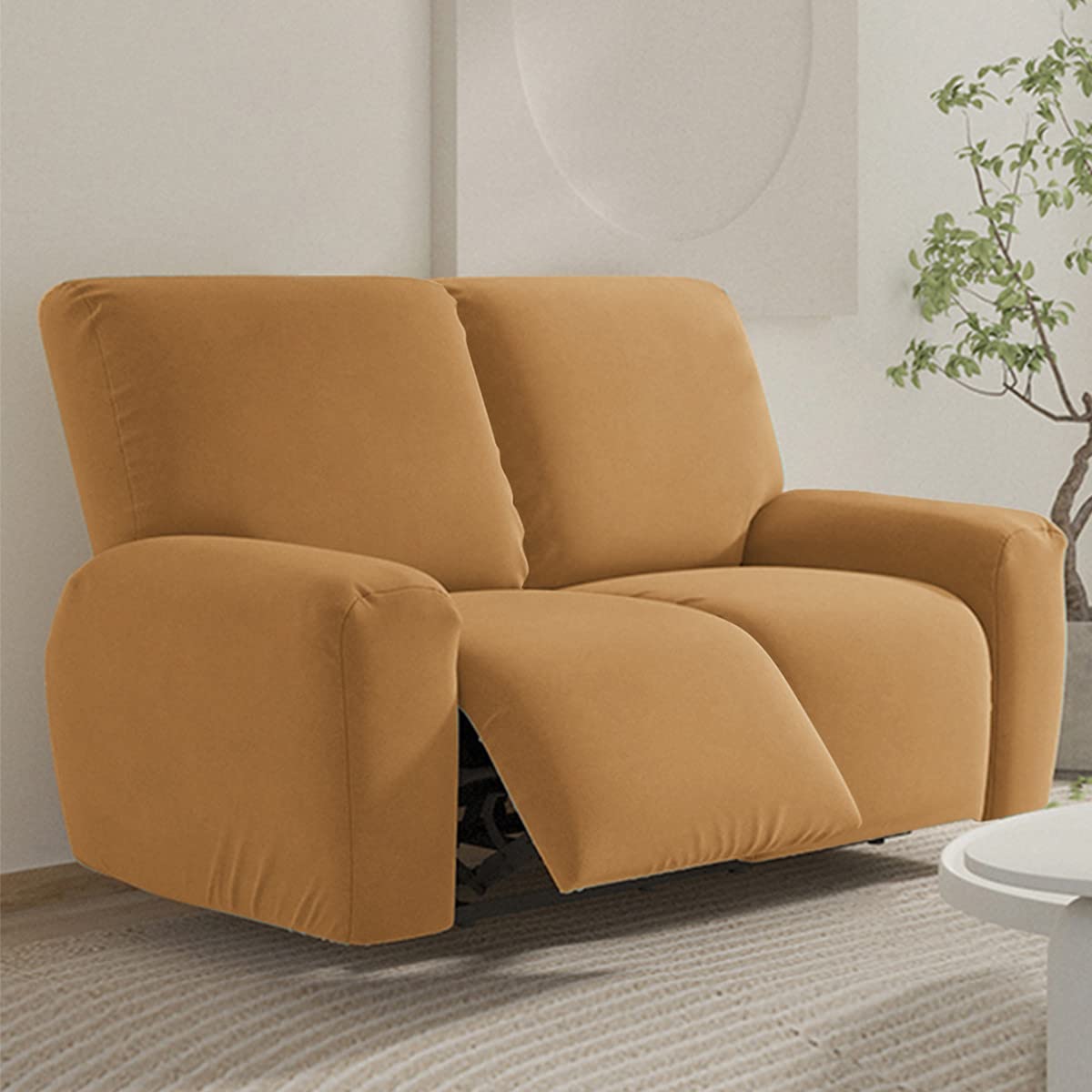 FANSU Recliner Chair Covers 2 Seater for Armchairs with Pockets Stretch Recliner Slipcover for Electric Chair Sofa Covers Furniture Protector for Living Room (2 Seater,camel)