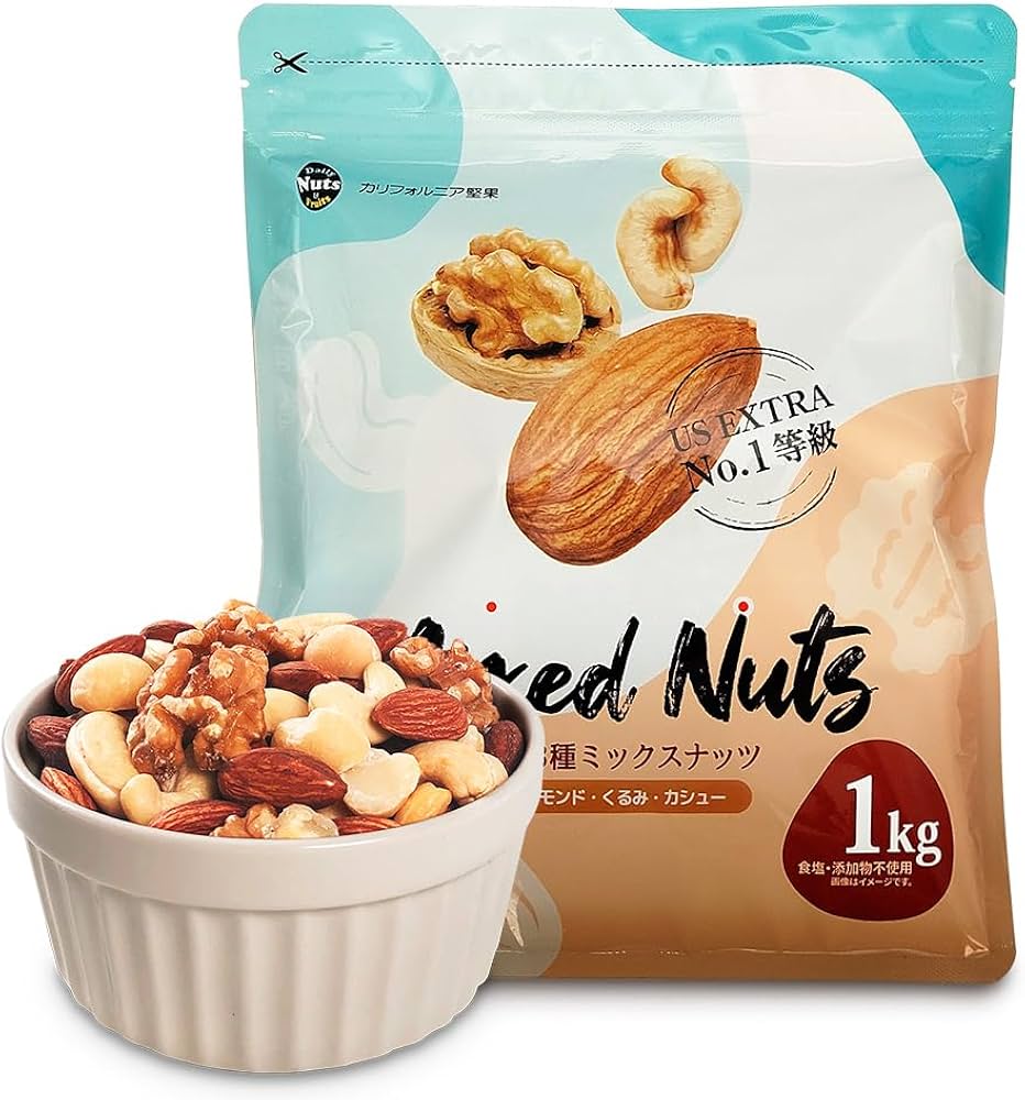 Amazon.co.jp: 定番3種ミックスナッツ 1kg 素焼き アーモンド、くるみ