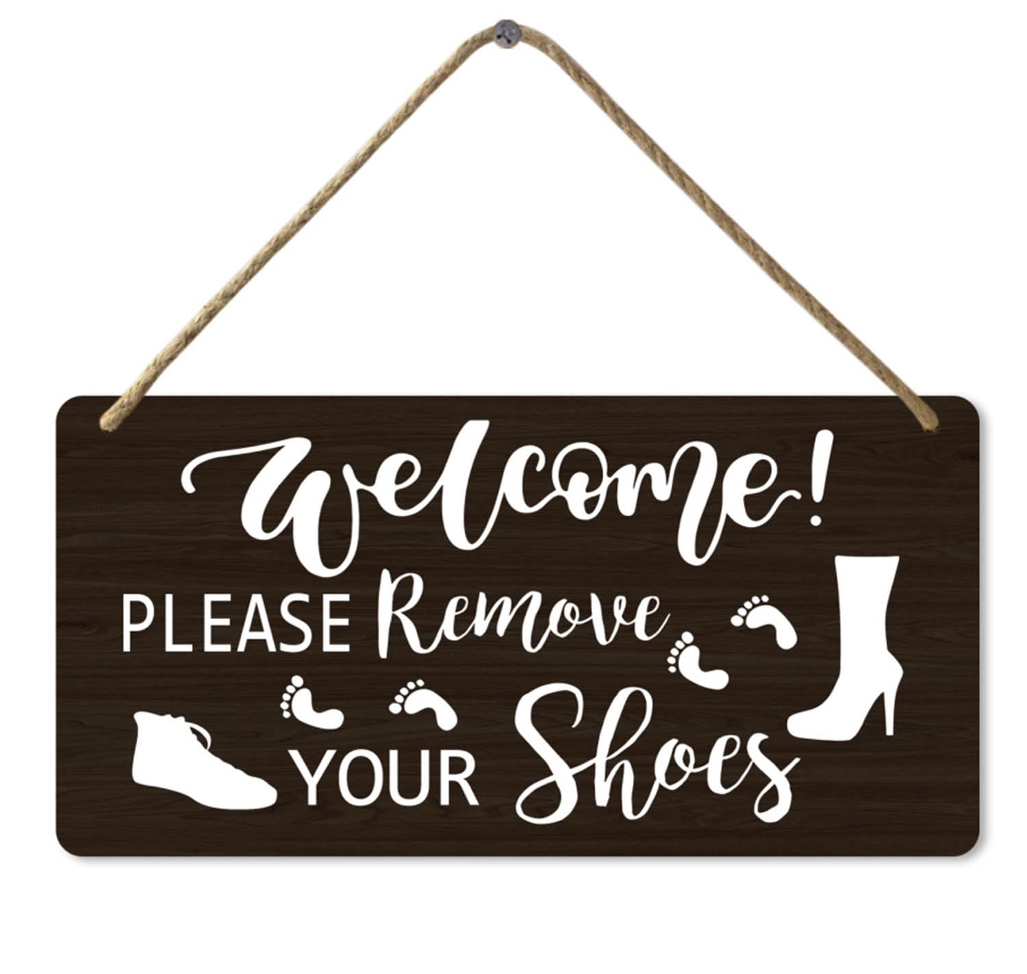 Wooden Sign Welcome Please Remove Your Shoes Sign, 8x12 Inch, Take Off Shoes Sign for Home Front Door Entryway
