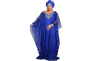 Vibrant Elegance: Women's African Lace Kaftan Dress