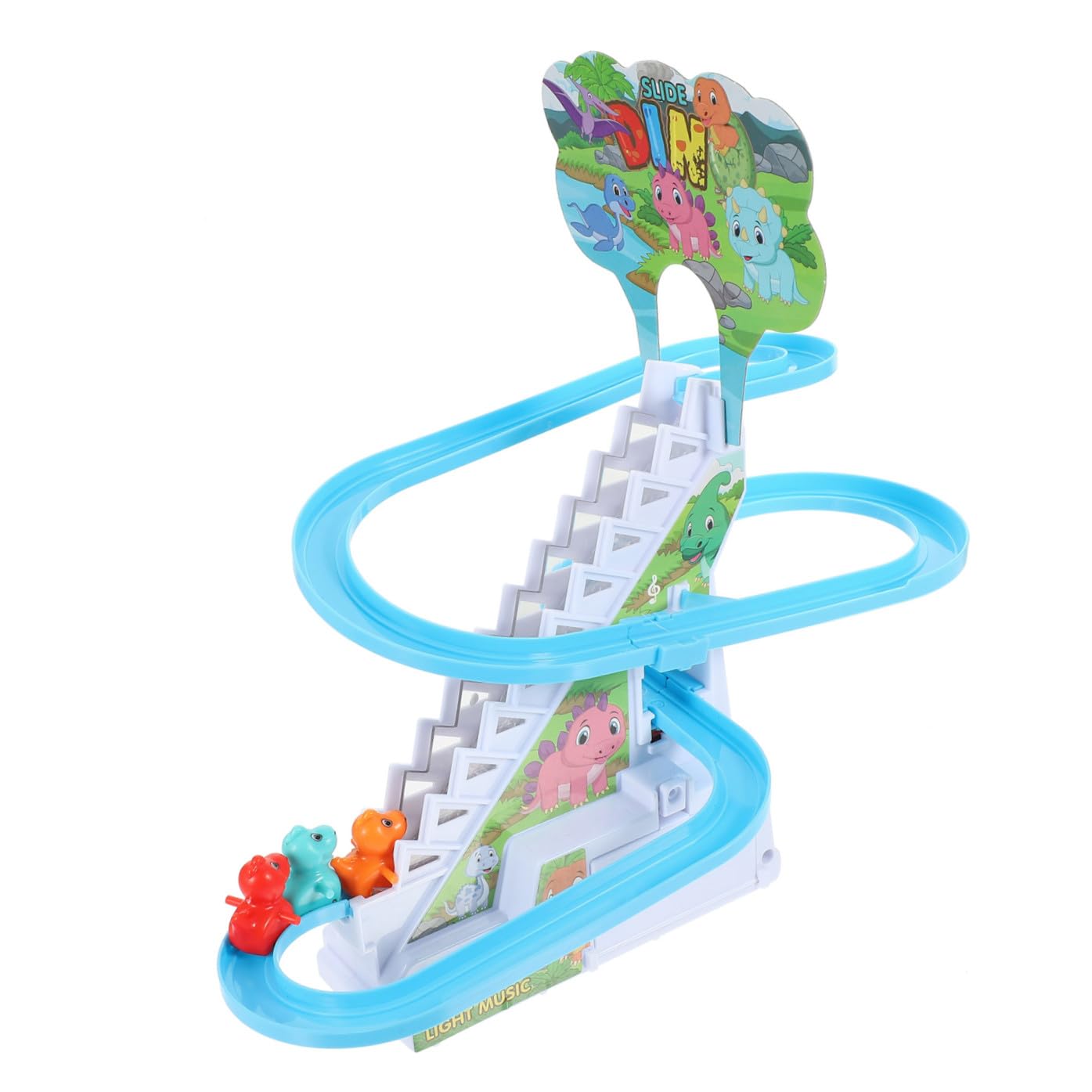 GALPADA Giocattolo Dinosauro su Pista Elettrico in Plastica Argento | Resistente All’usura e Inodore, per Bambini, Coordina Mano-occhio e Abilità Manuali
