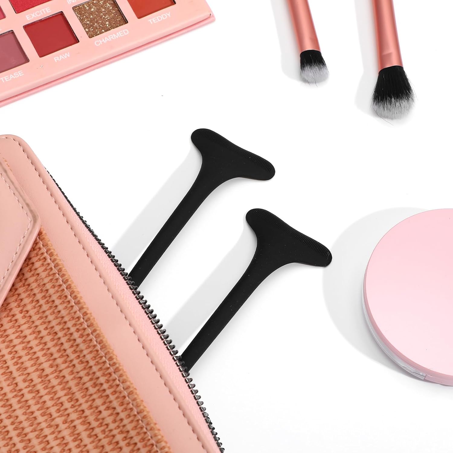 TIESOME 2 PCS Mascara Shield Guard, Black Reusable Silicone Mascara Shield Applicator Guard Eyelid Guard Tool Beginners Friendly Eyelash Makeup Applicator Tool for Women