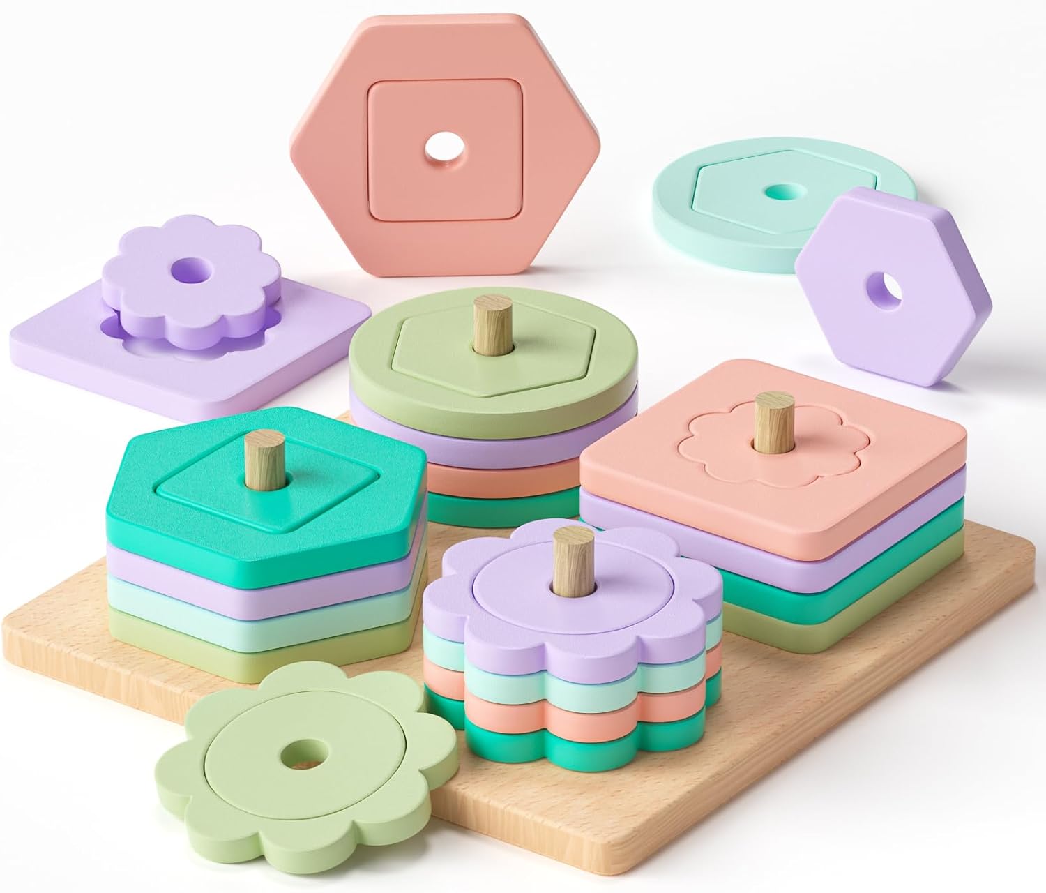 Atoylink Montessori Toys for 1 2 3 Year Old Wooden Sorting