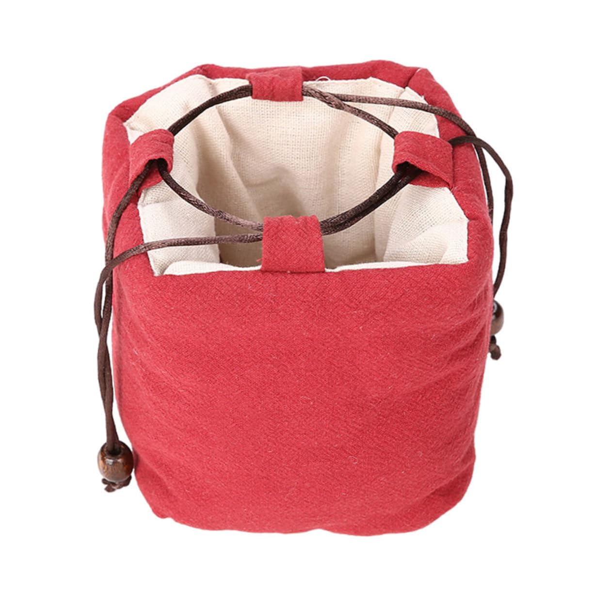 Pochette De Rangement Portable Pour Théière Et Tasses – Sac Coton Épais Avec Cordon, Protection Voyage Kung Fu Tea Set Rouge