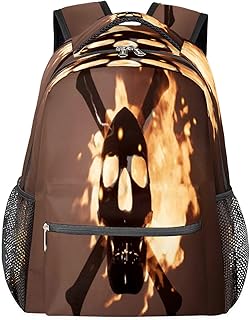 Mochilas Daypack, mochilas para computador e laptop, mochilas escolares com alça de ombro ajustável, viagem, caminhadas, acampamento, mochila casual para adulto/mulheres/homens/meninos/meninas, horrível caveira pirata, Multicor, Large, Mochilas Daypack