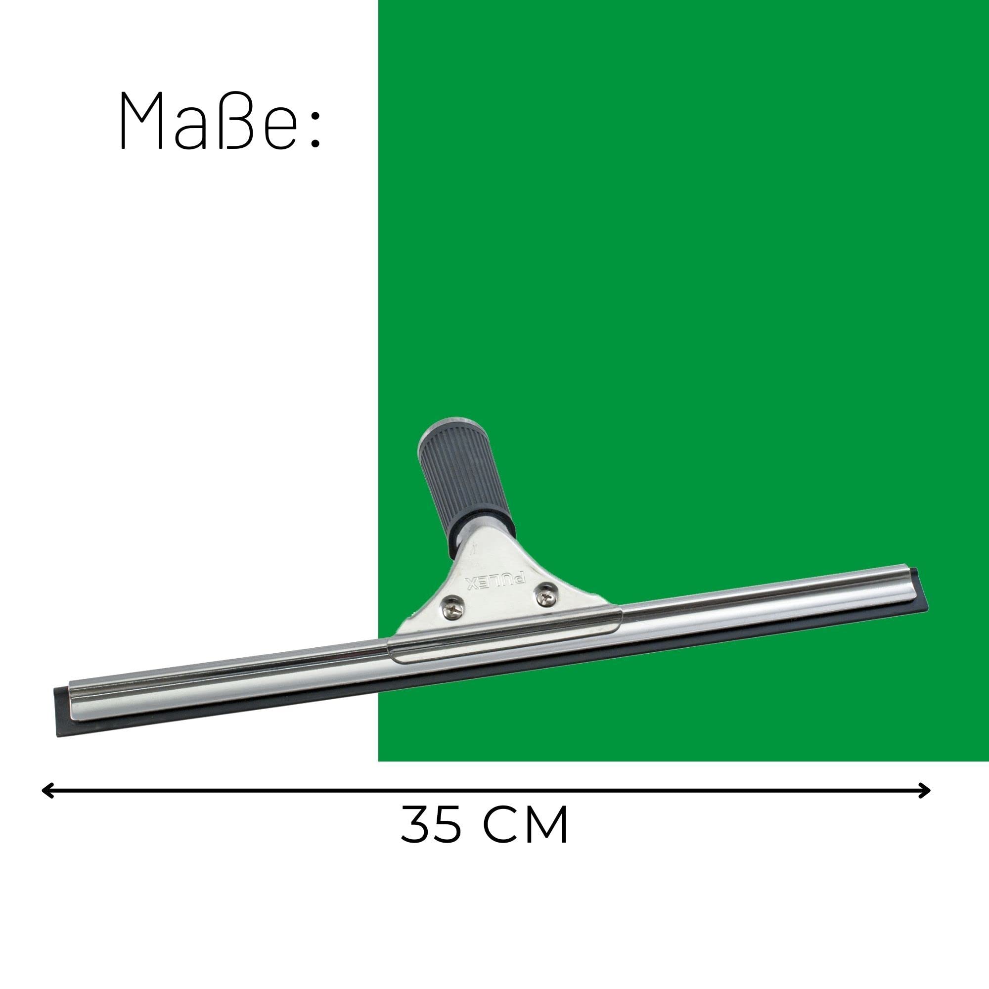 Novaliv Set risparmio lavavetri professionale 35 cm + 45 cm, in acciaio inox con labbro in gomma sostituibile, per la pulizia delle finestre, per finestre
