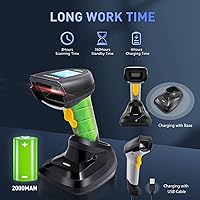 Vista 6 de Escáner de código de barras inalámbrico 1D, lector de código de barras con base de carga inteligente, 2.4G conexión inalámbrica y USB con cable Plug