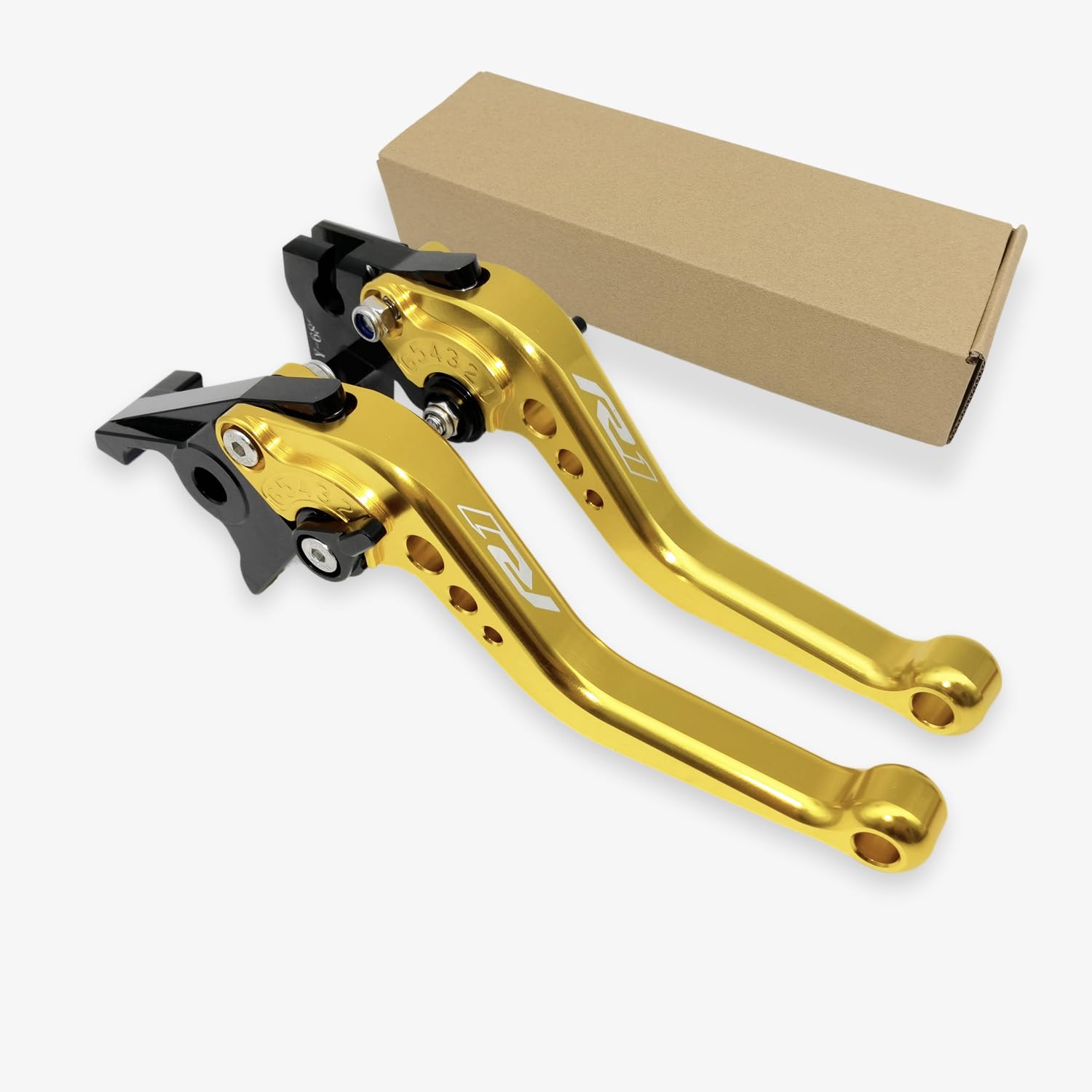 Leviers De Frein Et Embrayage Courts R1 Noir Brillant - Yamaha YZF R1 1999-2024 - Poignées Réglables