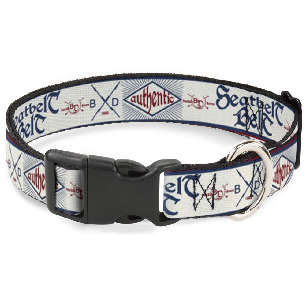 Ceinture de sécurité Buckle Down réglable avec pince plastique étroite blanc bleu