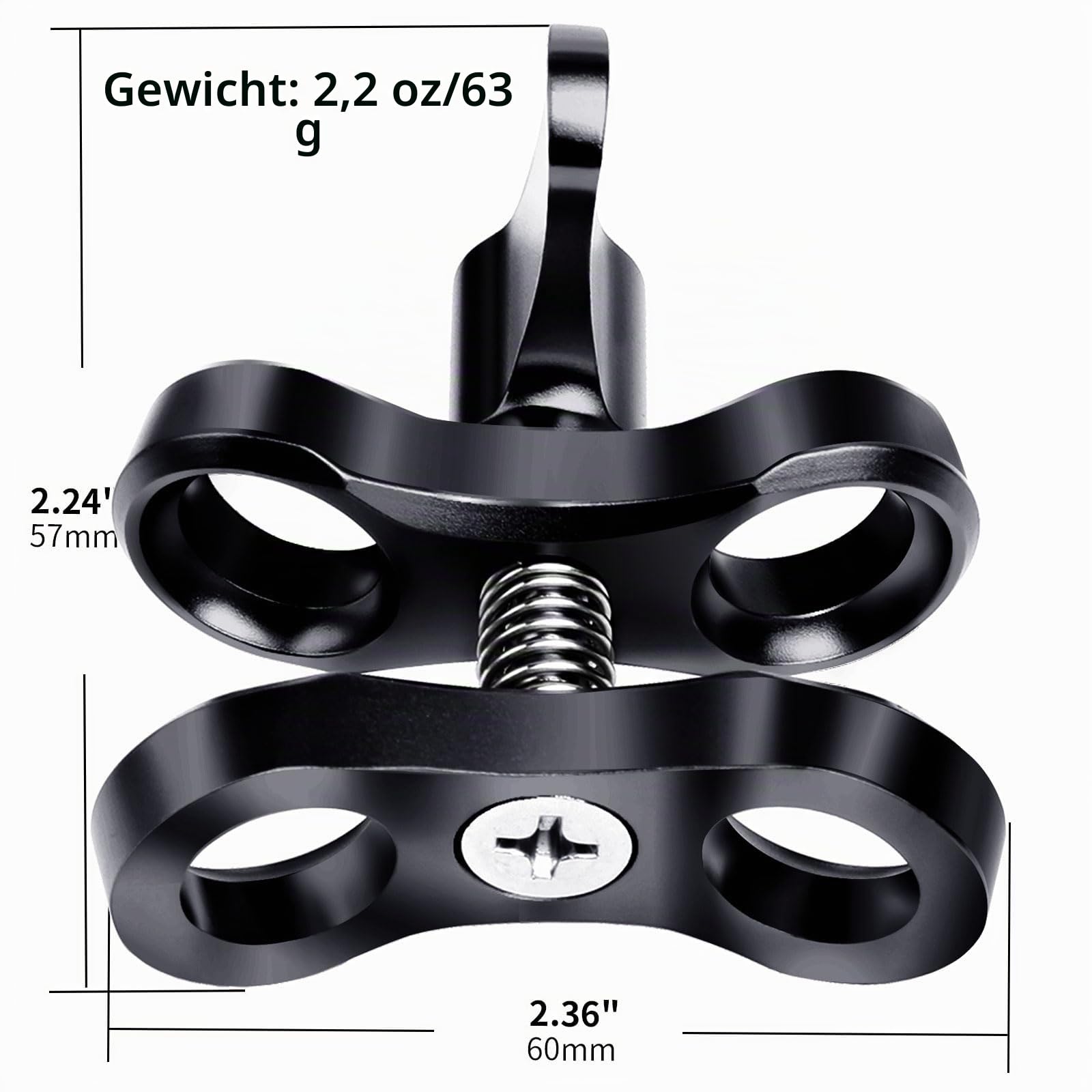 1'' Aluminium-Kugelschelle für Unterwasser-Tauchlicht-Arme-Tray-System, 360° Clip Adapter Halterung für Action-Kamera-Taschenlampe-Arme-System, Fotografie-Tauchkamera (2PCS)