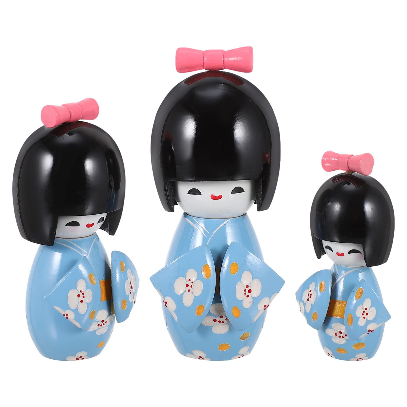 BESPORTBLE 3 Pièces Poupées Kimono Japonaises Bois Figurines
