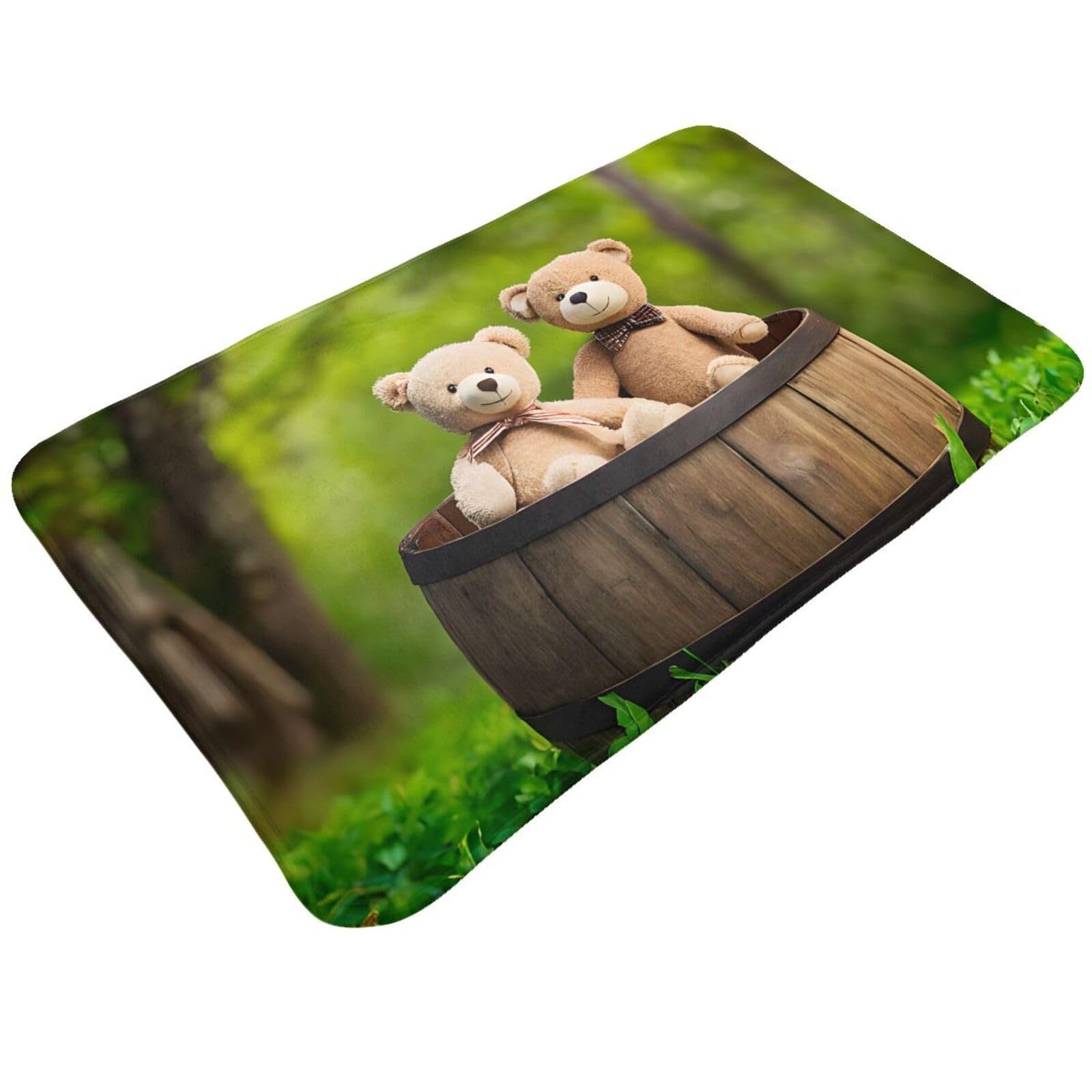 Toy Cloth Bear Print Living Room Bathroom Kitchen Anti Slip and Absorbent Carpet, Indoor Entrance Door Muddy Floor Mat, Ultra Soft Washable Carpet 21x31.5 Inches