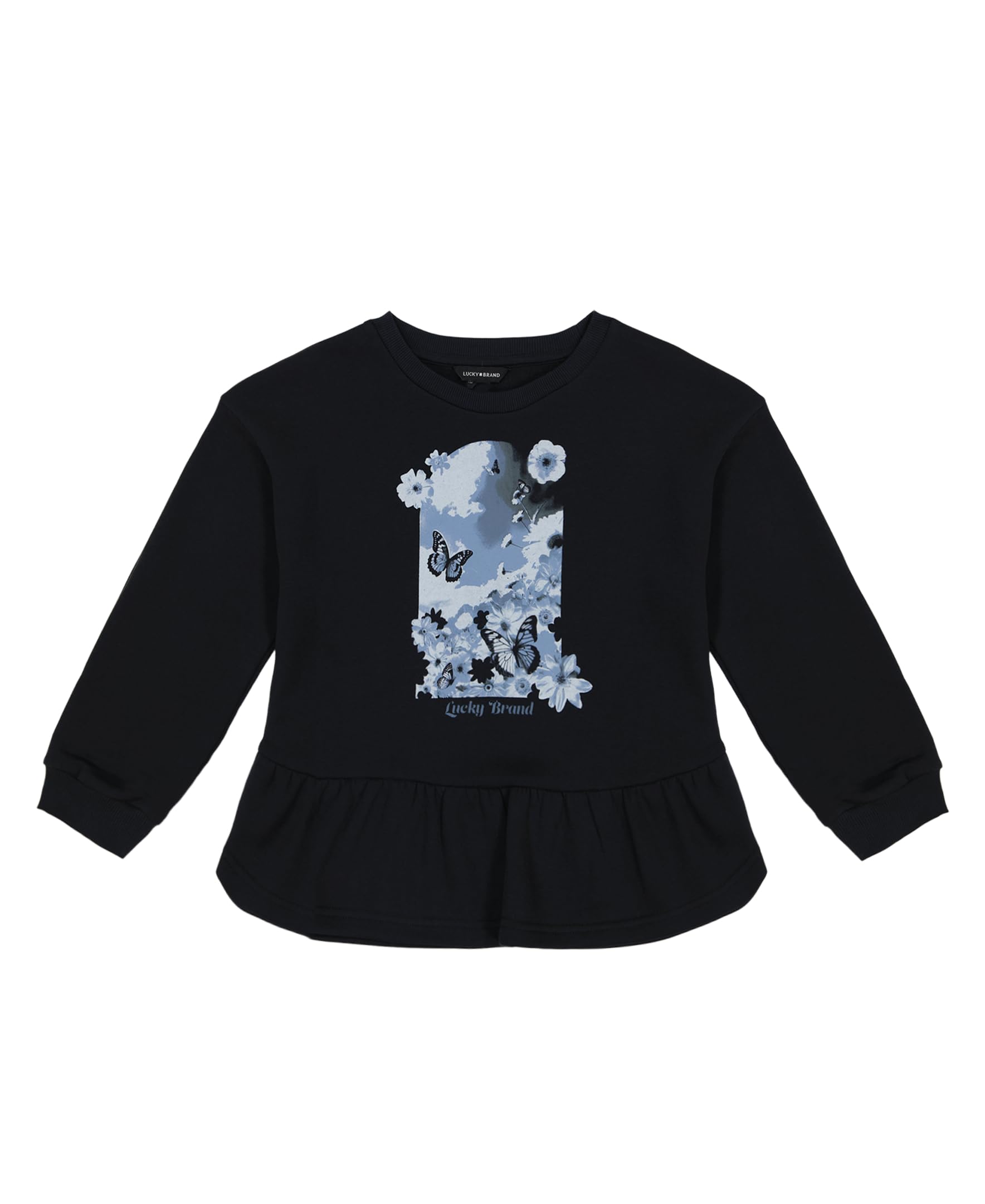 Lucky Brand Pullover Fleece Crew Neck Sweatshirt, Soft & Comfortable Sudadera para Niñas