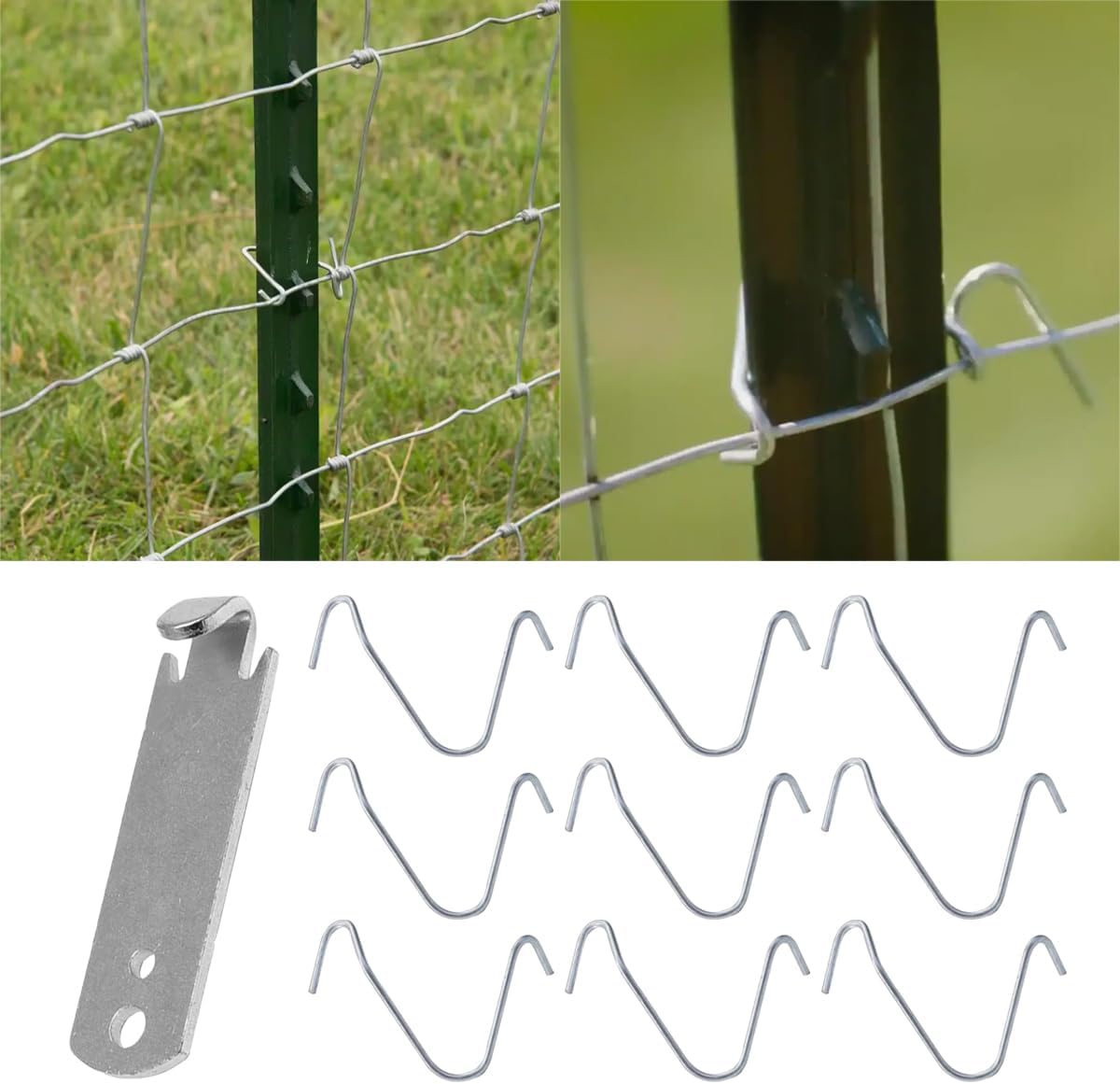 100 PCS T Post Clip Tool Fence Wire Twisting Clips Fencing Wire Twister Tool,Galvanized Steel Fence Clips,Rust Resistant T Post Wire Clips for Fixing Fences Garden Farm Highway Sport Fences YFLY