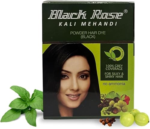 Black Rose Kali Mehndi Herbal Black Hair Color, Henna-Based Powder, Natural, 10g