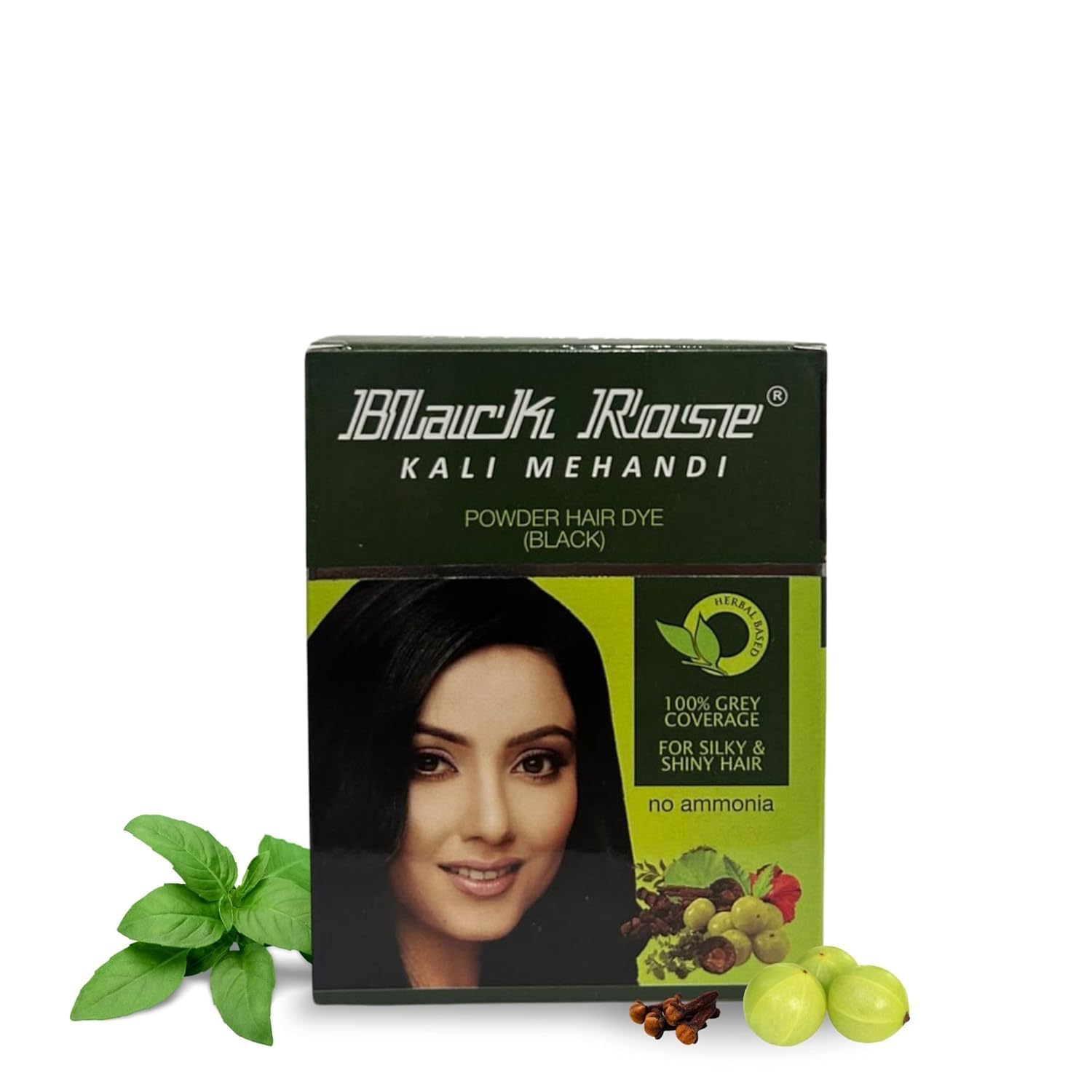 Black Rose Kali Mehndi Herbal Black Hair Color, Henna-Based Powder, Natural, 10g x 5 Packs, 50g, for External Cosmetic Use